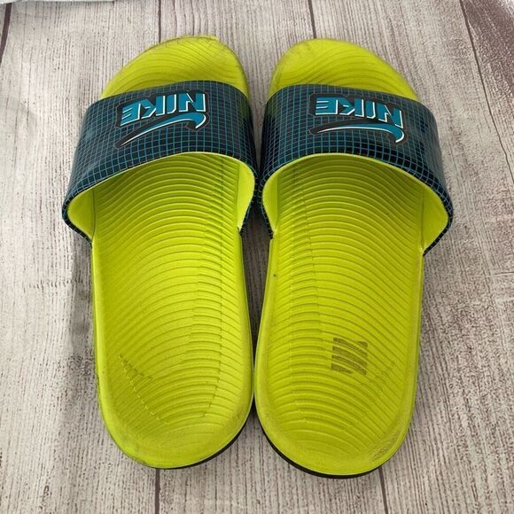 Nike men 7 slip on sandals/slides yellow & blue - Picture 3 of 6